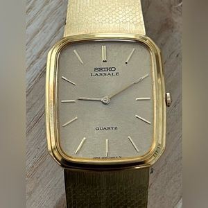 Seiko Lassale Super Rare Vintage Men’s Watch Gold Plated Bracelet Dial Hands